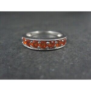 Sterling Silver Orange Garnet Band Ring Size 7